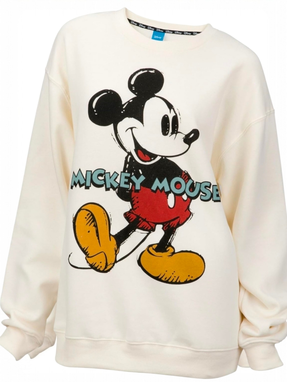 Disney Mickey Mouse Graphic Pullover Sweatshirt Natural Cream Size Medium